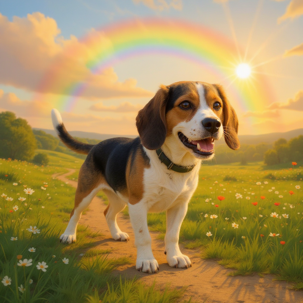 Rainbow Bridge pet portrait style